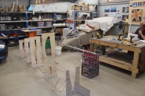 Jigs still lined up prettily, with the blocks glued on the wrong side.  [Sigh]