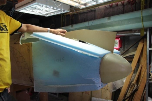 Cutting up the nose top from ragged bits, but it will fill the profile I need