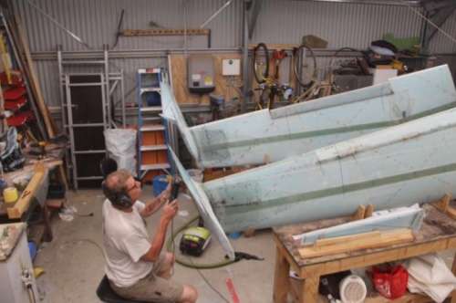 Left Rudder cleco'd on, trimming right cove