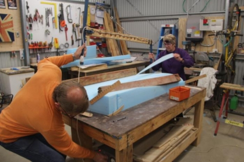 Cutting out a spar cap trough