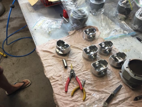 Setting up the pistons with Rings