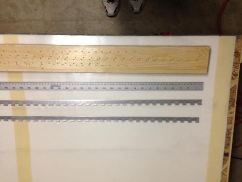Used Template to Drill Holes for Elevator Hinge.