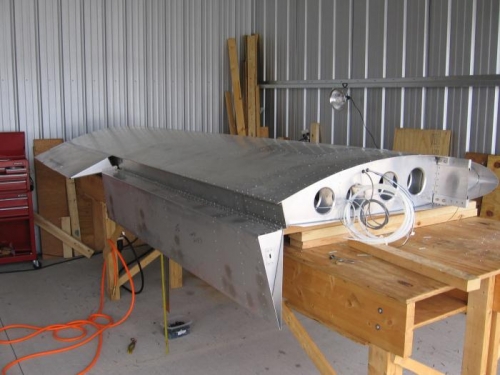 Left wing with flap clecoed