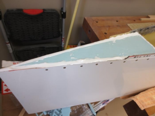 Foam epoxied in right wing tip