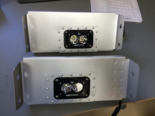 Wing lights ready to be installed in wing