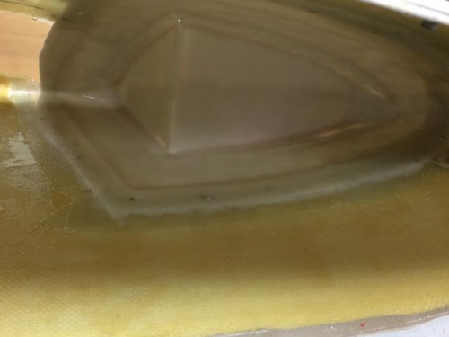 Fiberglass layup on the inside of Right wing tip
