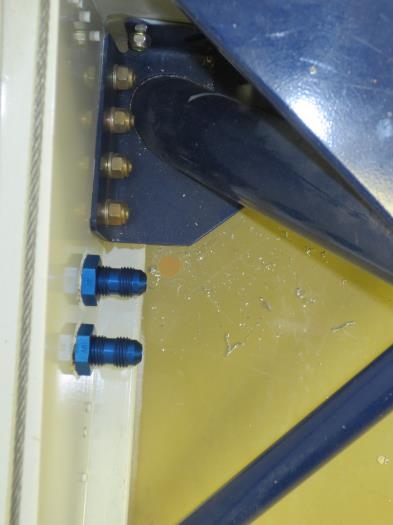 Drilled hole for right brake line