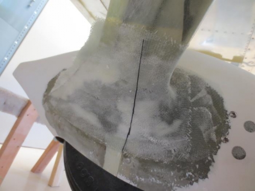 Lower left gear fairing with cut marks drawn