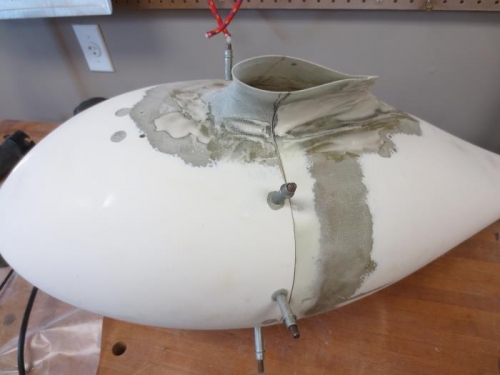 Applied some filler on left wheel pant fairing