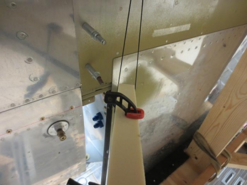 Lining up the trailing edge of the foam core