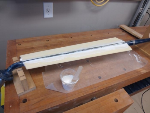 Filler added to left gear leg