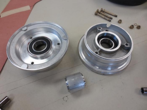 Bearings installed and spacer made