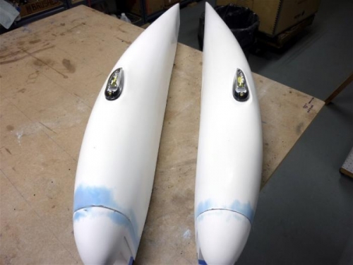 Wing tips prepped and lights installed