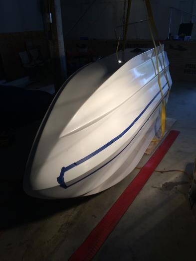 Hull taped off for keel guard