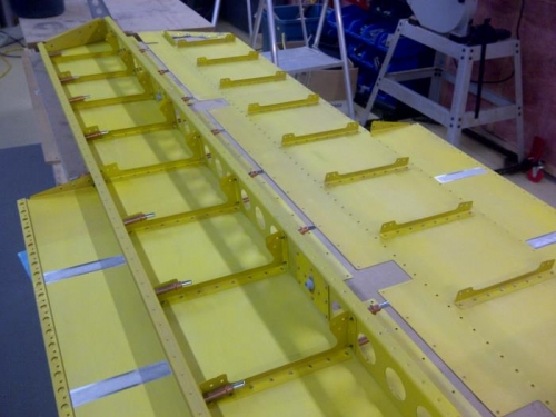 Left Elevator ribs - spars clecoed in place