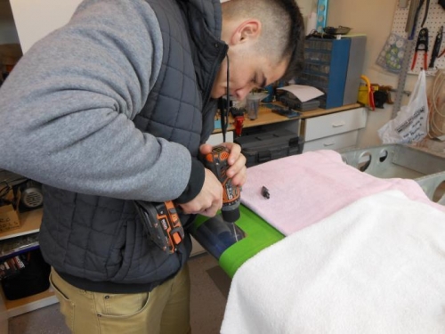 Starting a hole with a #30 bit.