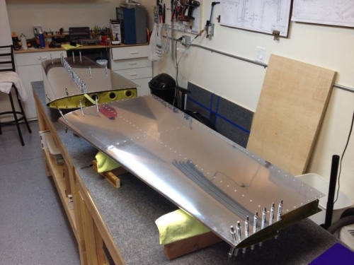 Right side skin ready for riveting.