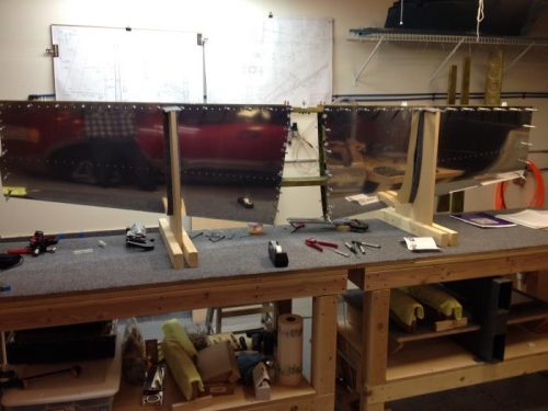 Aft spar cleco'd in place