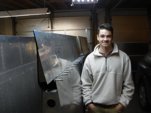 Left Flap hinge aligned; match drilled and clecoed.