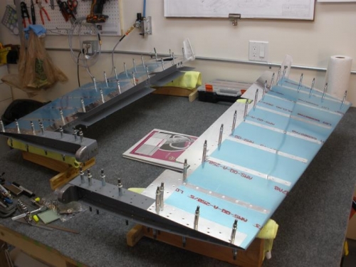 Elevator skins clecoed in place.