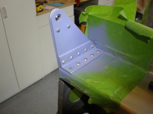 Aileron Brackets primed and riveted in place.