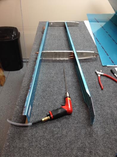 Spars and ribs cleco'd together