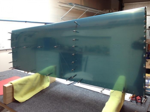 Match drilling all the holes in the left HS skin..