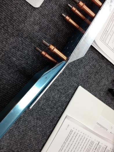 Spar channels, reinforcement and splice angles bent to 6 degrees