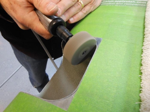 Final trimming with scotchbrite wheel.