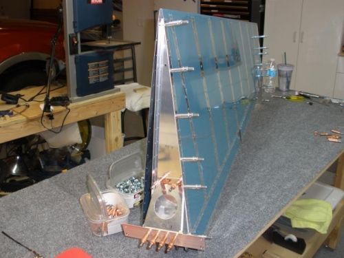 Lower rib assembly cleco'd to the skin.