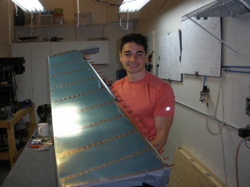 Rudder leading edge cleco'd.