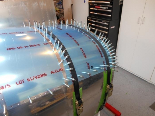 Baggage door strapped down for a fit check.