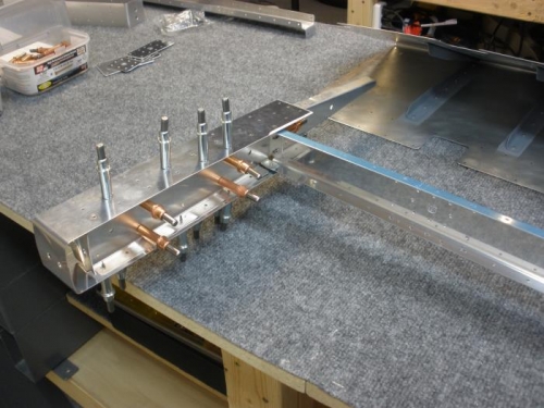 Counterbalance assembly clecoed in place.