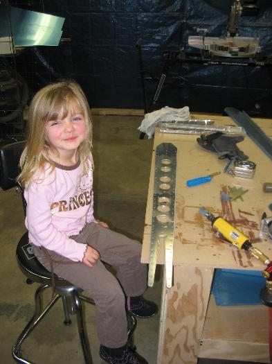 Alex checking my lightening holes.  She says they're OK.