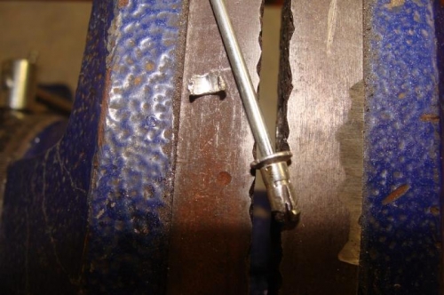 Tap the stem into the shortened rivet