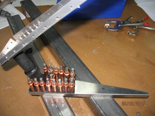 Root rib drilled out and ready for riveting.