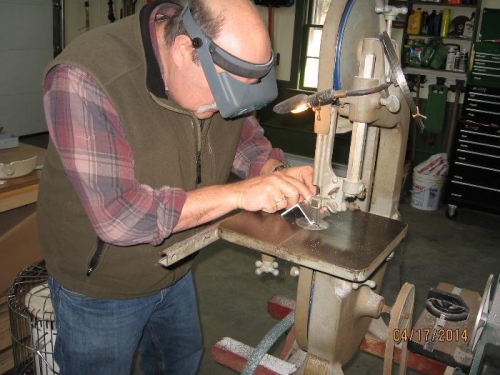 Cutting the sides on the band saw.