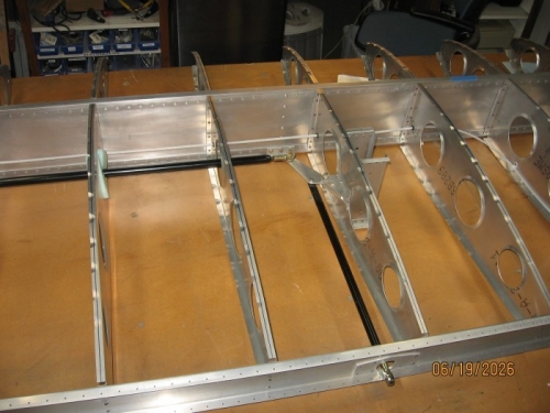 Aileron pushrods connected up inside the wing frame.