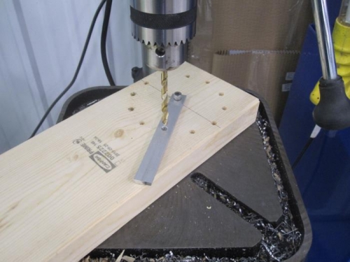 My jig for drilling holes to hold several positions.