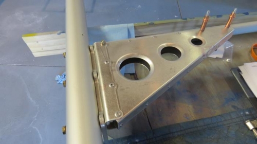 Aileron Bellcrank bracket riveted in place