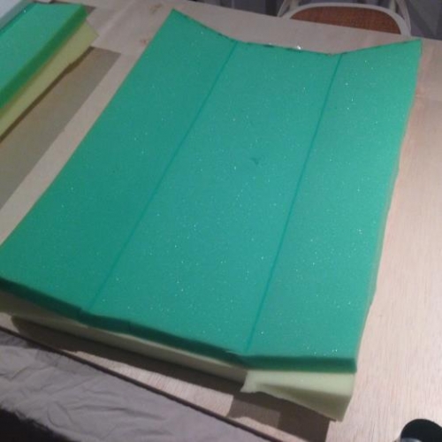 Foam cut and laminated using different density of foam