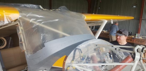 Duct tape protection of windshield and cowling