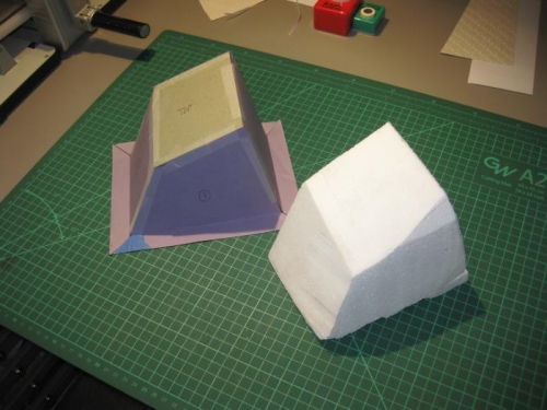 Shaped foam core and cardboard template