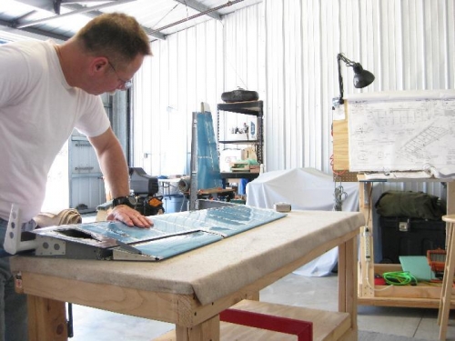 Me curling the front edge of the left elevator