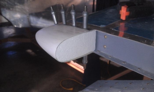 Left tip with temp dam in place