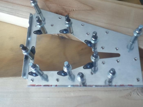 nut plates clecoed in place for drilling