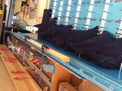 Clamped top of skin with unused spar