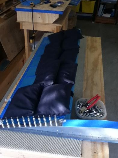 Bottom rivets in and set up for top riveting