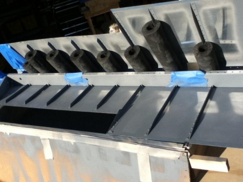 Touched up primer on elevator skin