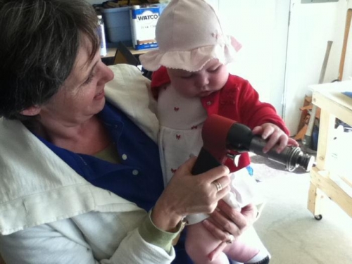 Grandbaby Ella checking out the Rivet Gun